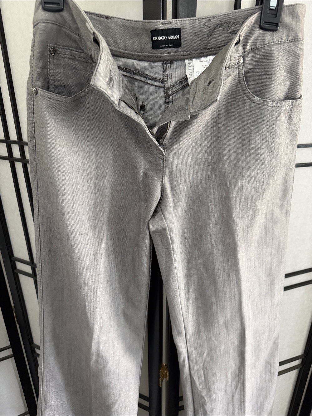 Giorgio Armani Women's Dove Gray Signature  Straight-Leg Denim Jeans